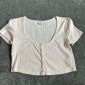 Sunday Best Light Pink Button-Up Crop Top